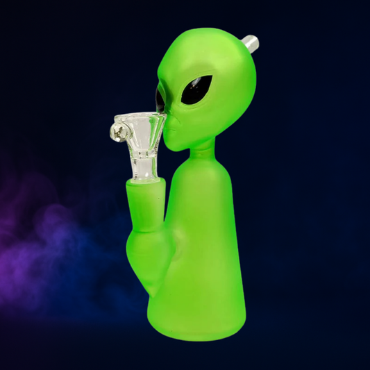 Bong en Verre Epais Alien Vert 17cm