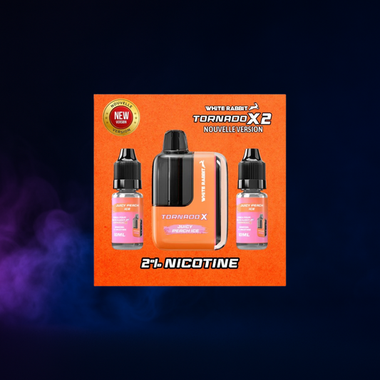 Puff 25000 Rechargeable - Juicy Peach Ice + 2 Fioles de 10 ml de e-liquide