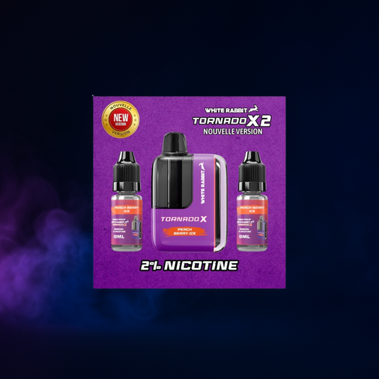 Puff 25000 Rechargeable - Peach Berry Ice + 2 Fioles de 10 ml de e-liquide