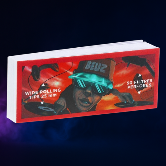 Filtres Carton BEUZ Wide “DJ” – Tips Large Format 60 × 25 mm (Carnet 50)